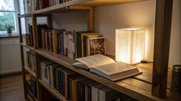 An open book being placed on a shelf, evoking the classic meaning of publishing